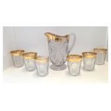 19th Century EAPG Water Pitcher & 6 Tumblers