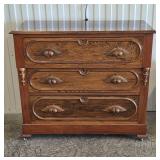 Victorian Antique Oak & Walnut 3 Drawer Dresser