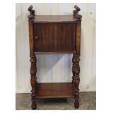 Vintage Wooden Smoking Stand Metal Lining