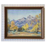 Oil Painting Cabin in the Tetons Earl Reed Casper