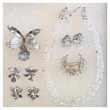 1930s Austrian Crystal & Silvertone Iris Jewelry