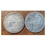 TWO US 1881-S Morgan Silver Dollar Coins