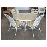 48" Round Patio Table 4 Chairs 20" Side Table NEW