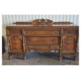 72" Antique Ornate Depression Era Sideboard