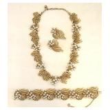 Vintage Crown Trifari Necklace Bracelet Earrings