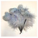 Antique Blue & Purple Ostrich Feather Fan