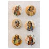 1898 Indian Chiefs Celluloid Pin Back Buttons