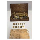 Antique Traveling Gold Balance Scale & Weights