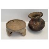 Pre Columbian Mexican Pot & Tripod Rattle Stand