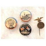 1898 Spanish American War Pin Back Buttons
