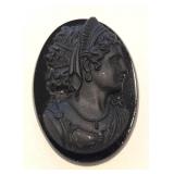 Antique Victorian French Jet Glass Mourning Cameo