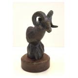 1983 James Marsico Stone Ram Bronze Bust Sculpture