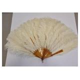 Antique Belle Epoque Ostrich Plume Folding Fan