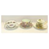 3 SHELLEY English Bone China Cups & Saucers