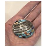 Navajo Brooch Inlaid Silver Wilson Padilla ?