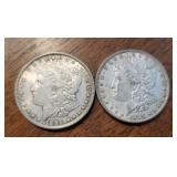 TWO US 1896-P Morgan Silver Dollars