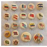 1896 National Flags Celluloid Pin Back Buttons