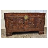 Antique Chinese Carved Camphor Wood Storage Chest
