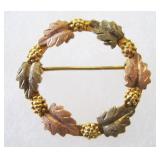 Vintage Ladies 10K Black Hills 1" Gold Pin