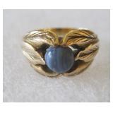Ladies 10k Gold Ring Blue Stone Size 5 1/2
