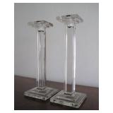 Pair 12" Modernist Crystal Candlesticks Heisey?