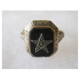 Vintage 10k Gold Onyx Eastern Star Ring Size 4 3/4