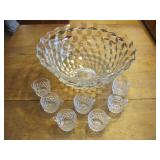 Fostoria American 18 1/2" Punch Bowl & 7 Cups