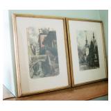 Pair Intaglio Etchings Rudolph Voits Venice Munich