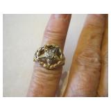 10k Gold & Diamond Eastern Star Ring Size 3 3/4