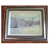 Oil on Board Winter Landscape Painting Jerry Inman