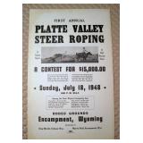 1948 Poster Steer Roping Contest Encampment WY