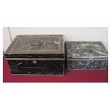 Two 19th Century Primitive Tole Painted Cash Boxes