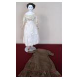 12" Antique Porcelain Head Doll 1860s Civil War