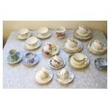 14 Vintage Cups/Saucers & German Moustache Mug