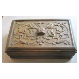Antique Hand Carved Oak Keepsake Box