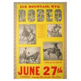 1940s Elk Mountain Wyoming Rodeo Poster