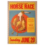 1940s Color Poster Hanna Elk Mountain Horse Race