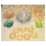 Pink Green Blue Depression & Fire King Glass