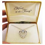 18" Sterling Silver Rhinestone Heart Necklace