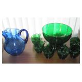 1950s Anchor Hocking Forest Green Punch Set
