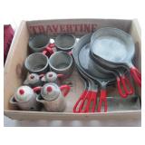 Fun Vintage Set Ceramic "Graniteware" Camp Dishes