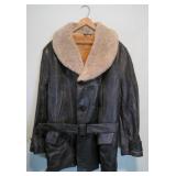 Vintage Mens Leather Jacket Sherling Lining