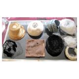 8 Antique Ladies Hats Straw Seal & Stockings