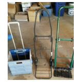 Two Handcarts & Extendable Handle Rolling Crate