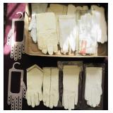 12 Pairs Vintage Ladies Short Gloves & Stretcher
