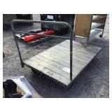 WOOD DECK 4-WHEEL CART (SEE DIMENSIONS BELOW)