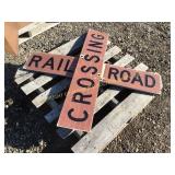 Rare Brown Aluminum Railroad Crossing Sign