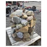 METAL BASKET OF RIVER ROCK