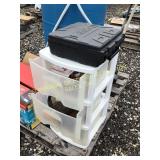 WHITE POLY THREE DRAWER CONTAINER WITH CONTENTS
