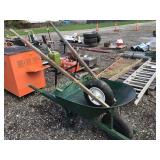 GREEN STEEL WHEELBARROW W/ REPLACEMENT PARTS